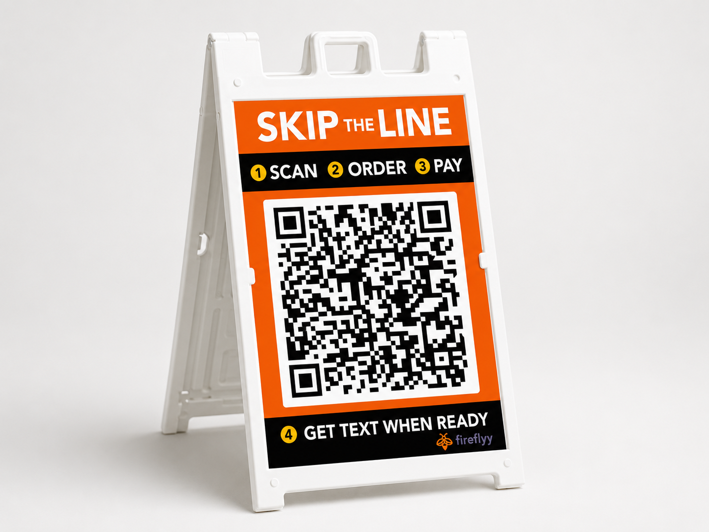 Food truck with Fireflyy skip-the-line QR sign